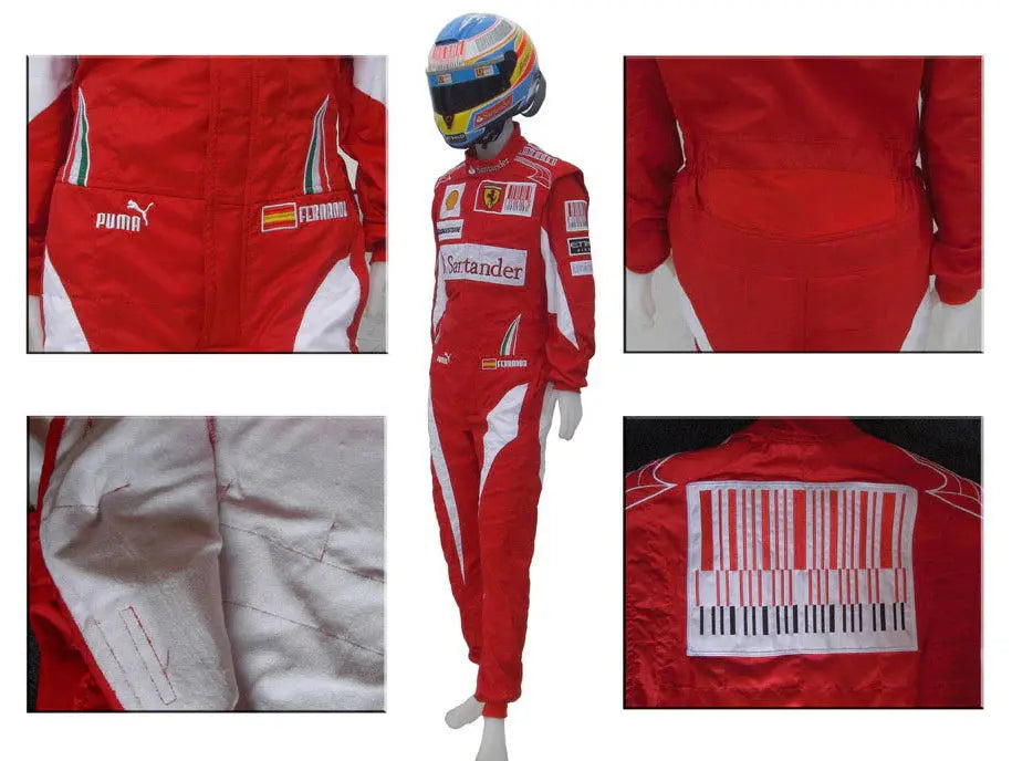 2010 Fernando Alonso Ferrari F1 Embroidered Racing Suit - Speedxcrafts