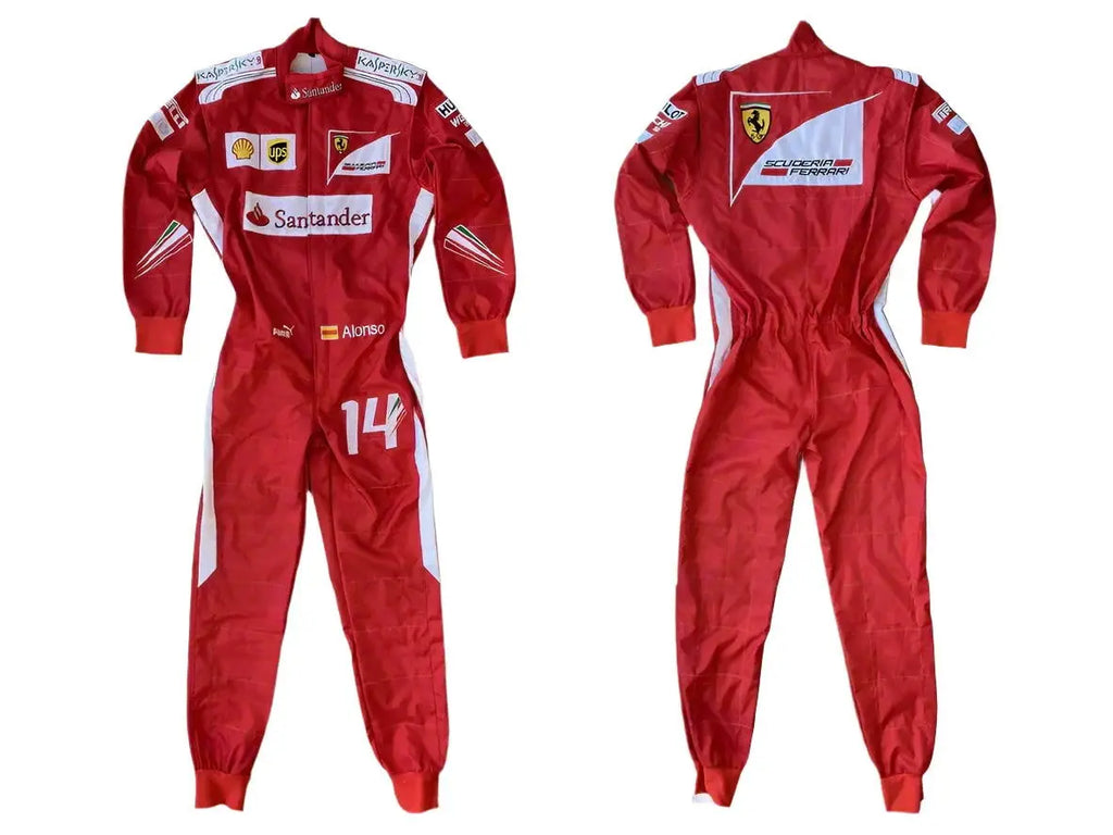 2014 Fernando Alonso Ferrari F1 Embroidered Racing Suit - Speedxcrafts