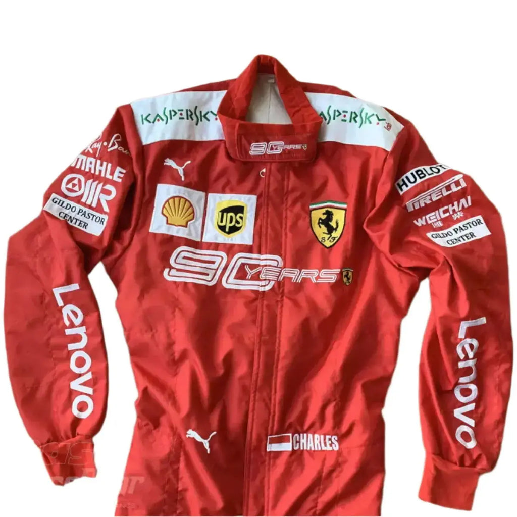 2019 Charles Leclerc Scuderia Ferrari 90 Years Embroided Racing Suit