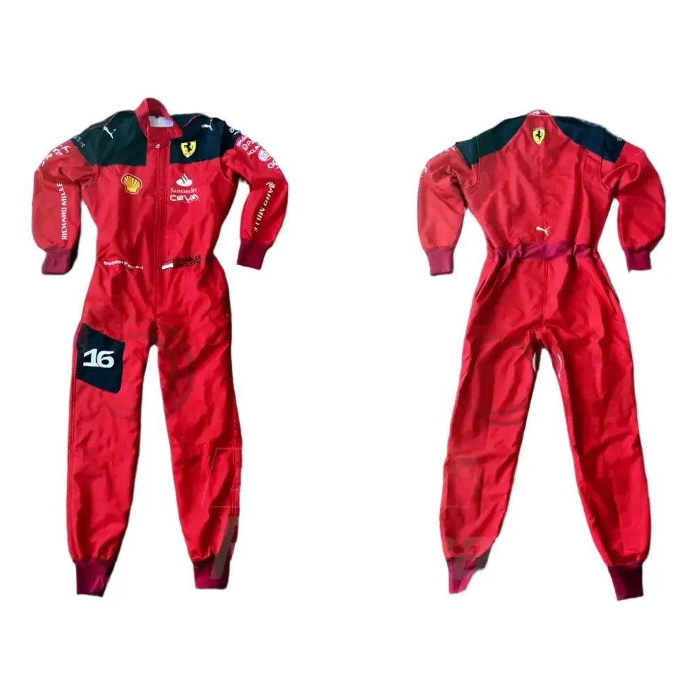 2023 Charles Leclerc Scuderia Ferrari F1 Embroidered Racing Suit - Official Team Gear - Speedxcrafts