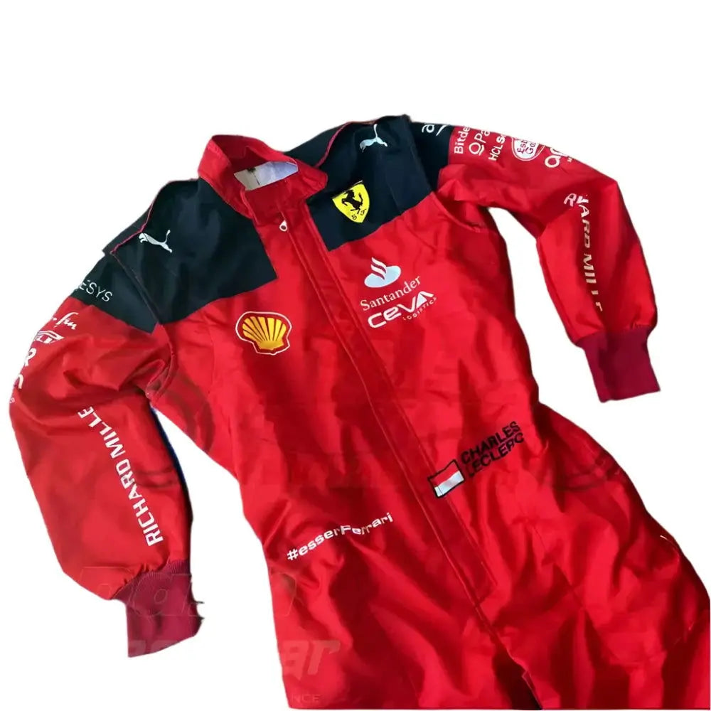 2023 Charles Leclerc Scuderia Ferrari F1 Embroidered Racing Suit - Official Team Gear - Speedxcrafts