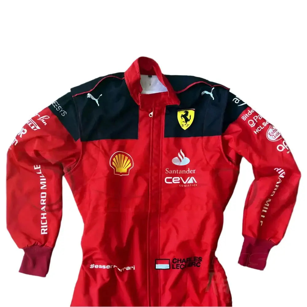 2023 Charles Leclerc Scuderia Ferrari F1 Embroidered Racing Suit - Official Team Gear - Speedxcrafts