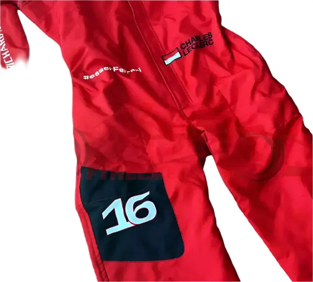 2023 Charles Leclerc Scuderia Ferrari F1 Embroidered Racing Suit - Official Team Gear - Speedxcrafts