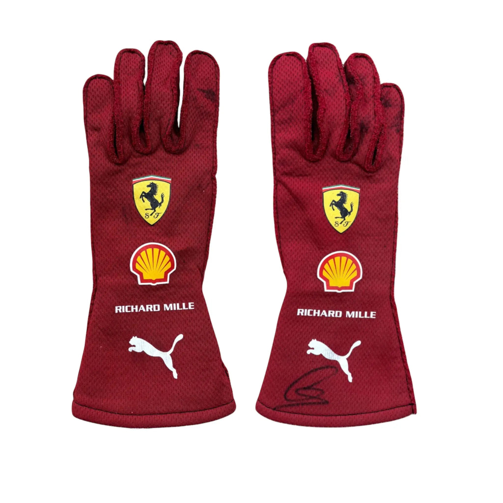 2025 Lewis Hamilton Used and Signed Ferrari Race Gloves Speedxkarting