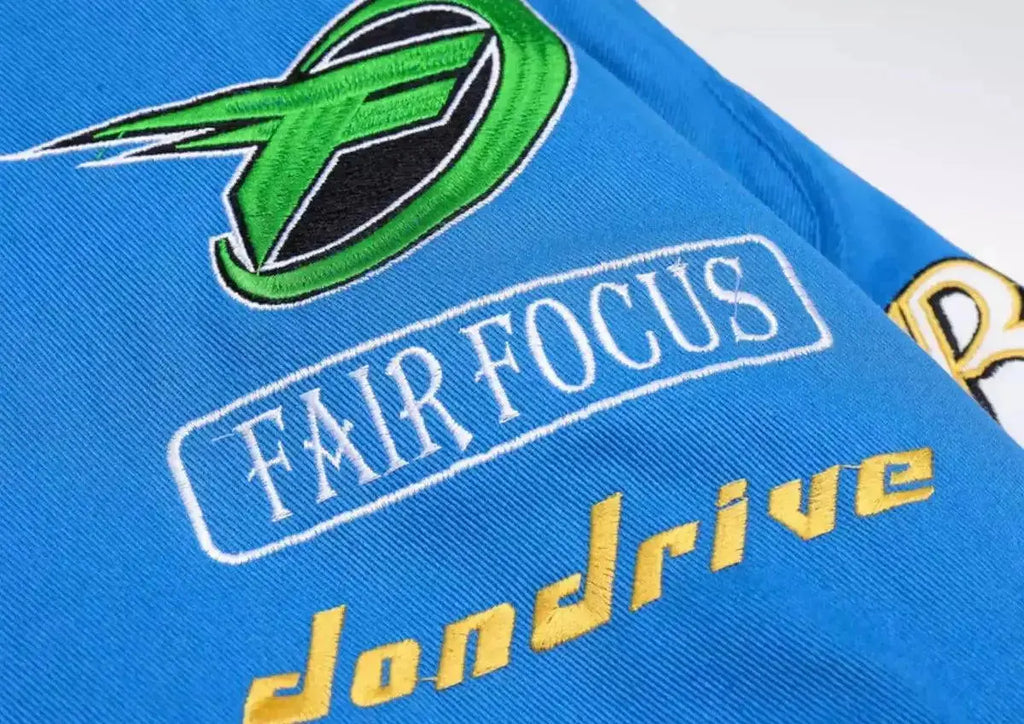 Fair Focus Embroidered Racing Jacket - Stylish Motorsport Apparel