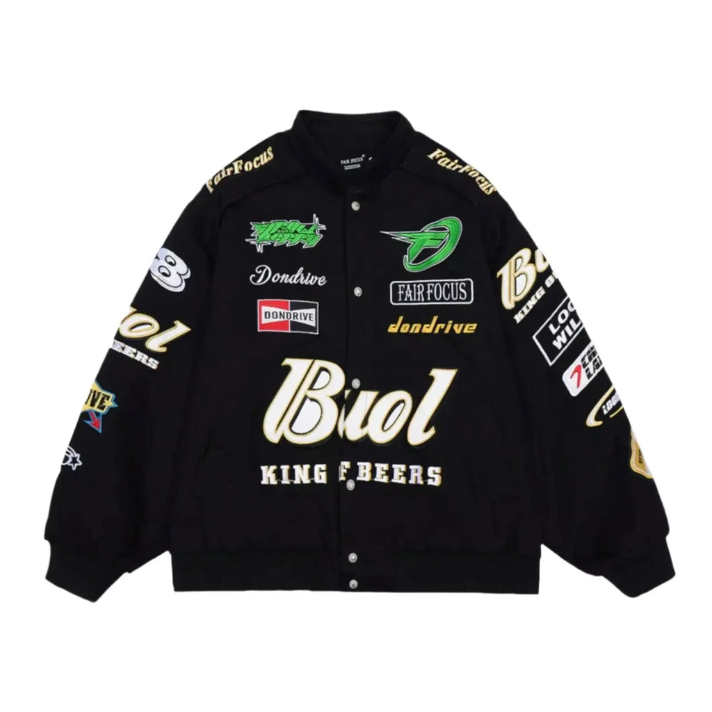 Fair Focus Embroidered Racing Jacket - Stylish Motorsport Apparel