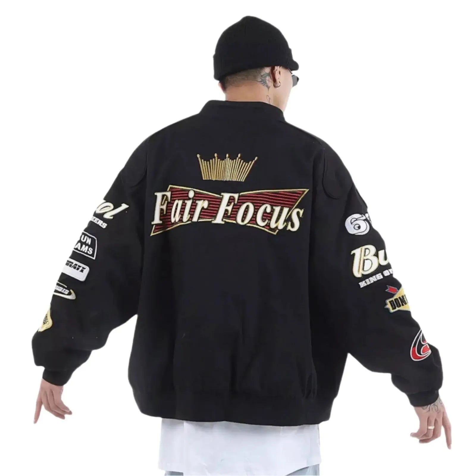 Fair Focus Embroidered Racing Jacket - Stylish Motorsport Apparel