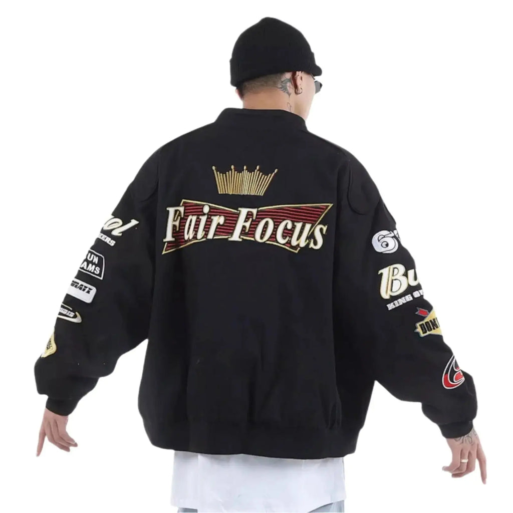 Fair Focus Embroidered Racing Jacket - Stylish Motorsport Apparel - Speedxcrafts