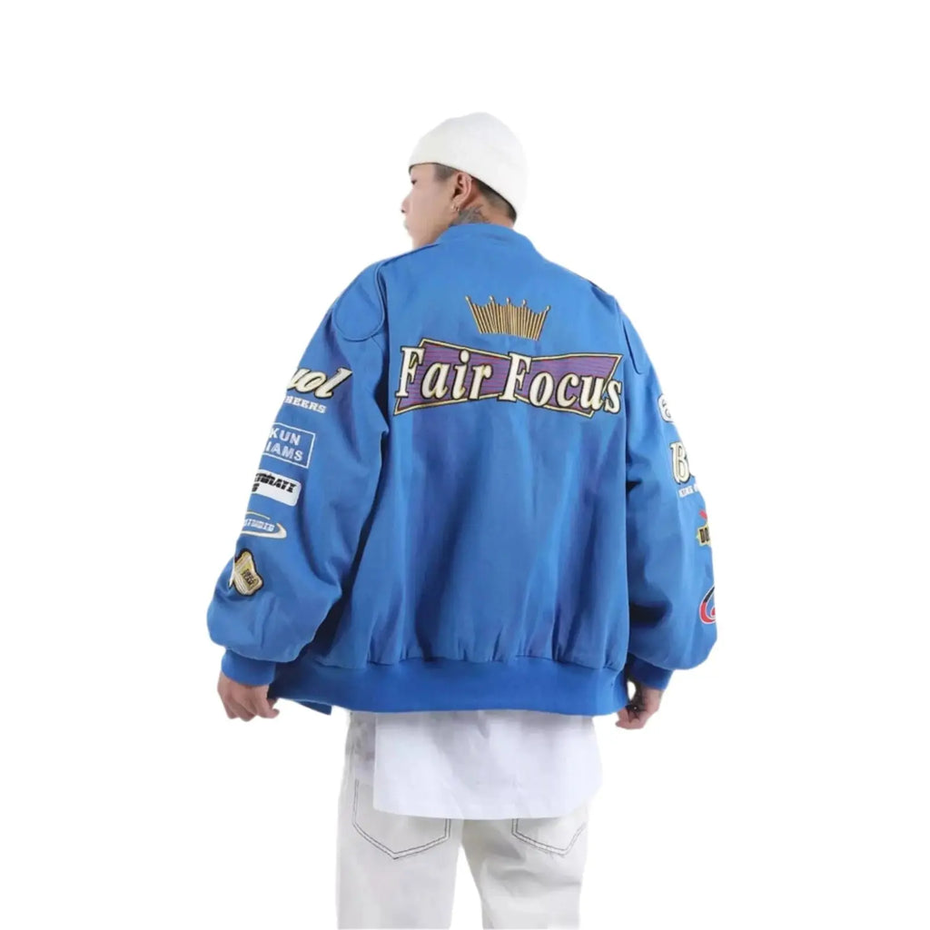 Fair Focus Embroidered Racing Jacket - Stylish Motorsport Apparel - Speedxcrafts