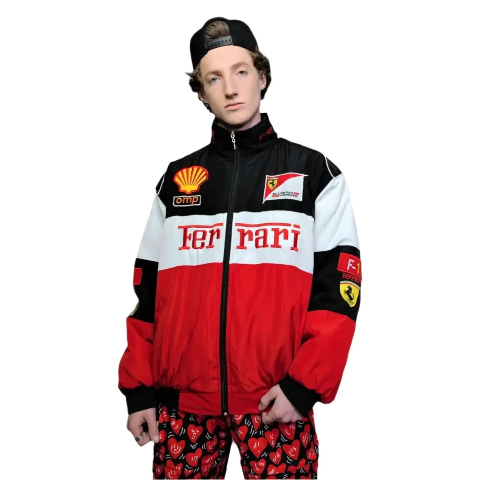 Ferrari F1 Multi Patch Embroidered Racing Jacket - Speedxcrafts