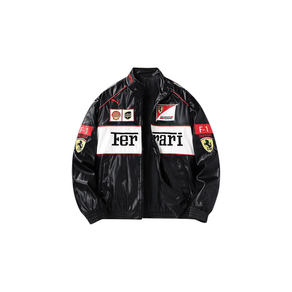 Ferrari F1 Vintage Leather Jacket - White Edition