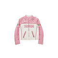 Ferrari F1 Vintage Racing Leather Jacket - Pink & White Edition
