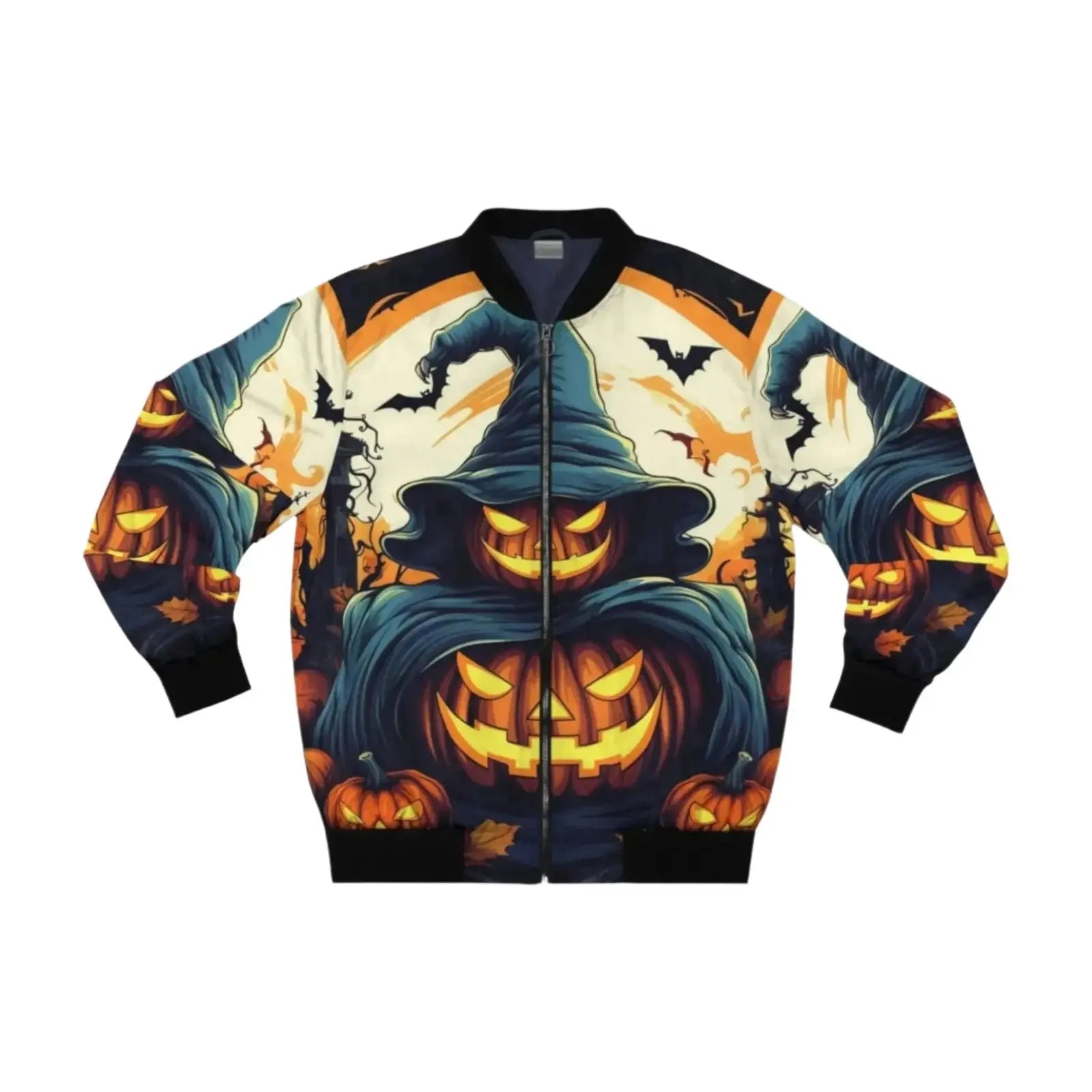 Halloween Jack O' Lantern Unisex Bomber Jacket - Festive Apparel
