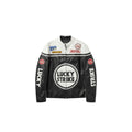 Lucky Strike Vintage Racing Leather Jacket - White & Black Edition