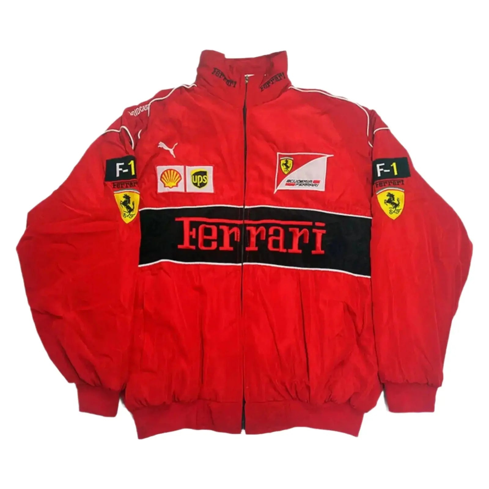 Vintage Ferrari Racing Embroidery Stylish Winter F1 Jacket