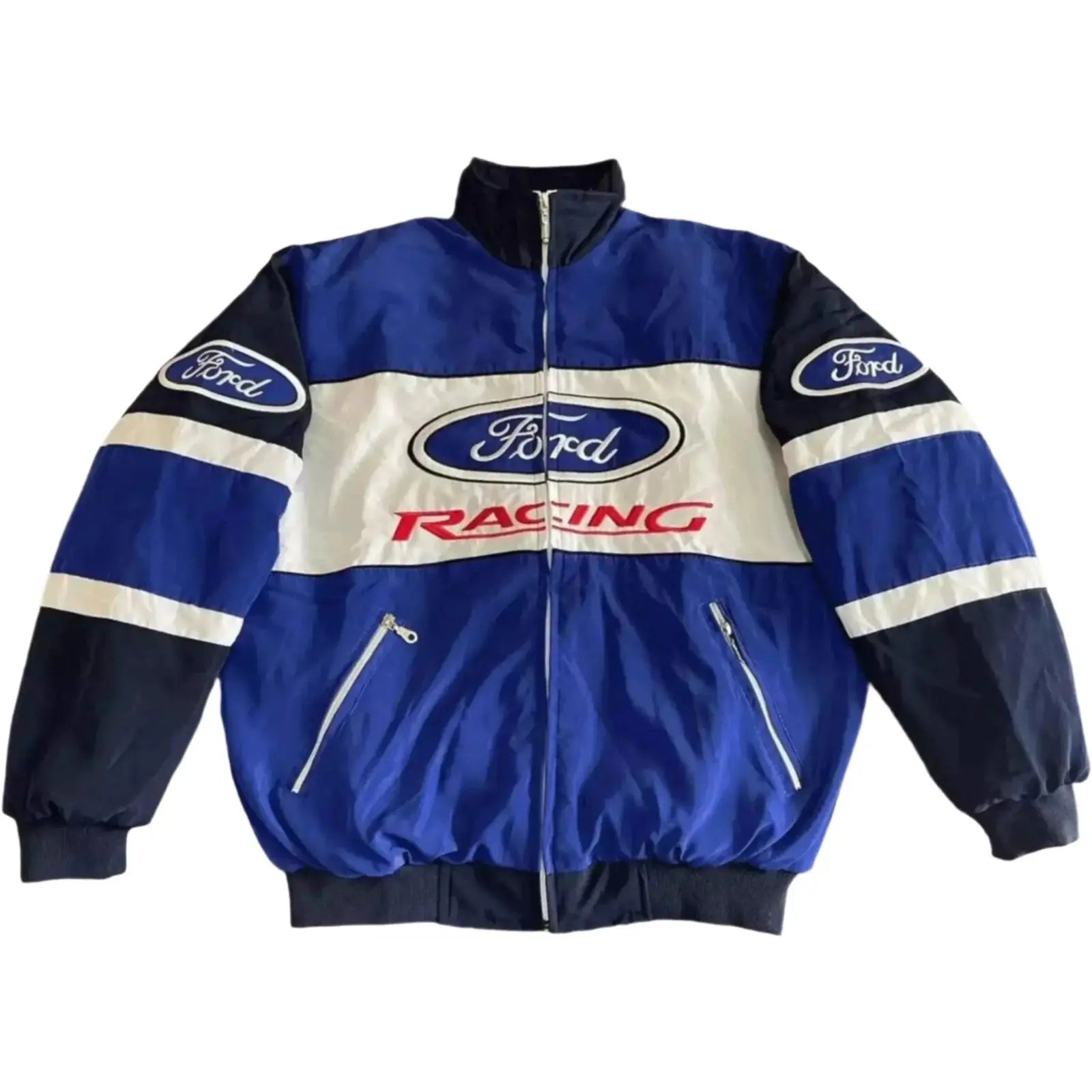Vintage Ford F1 Racing Bomber Jacket - Embroidered Motorsport Gear - Speedxcrafts