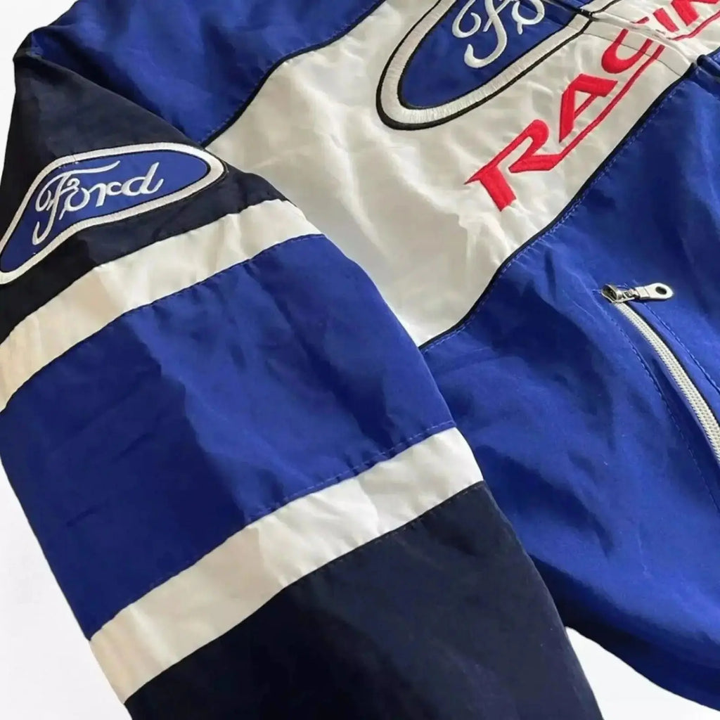 Vintage Ford F1 Racing Bomber Jacket - Embroidered Motorsport Gear - Speedxcrafts